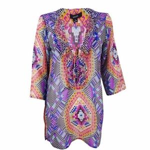 RAVIYA Bright Embellished Geometric Tunic Coverup Size M